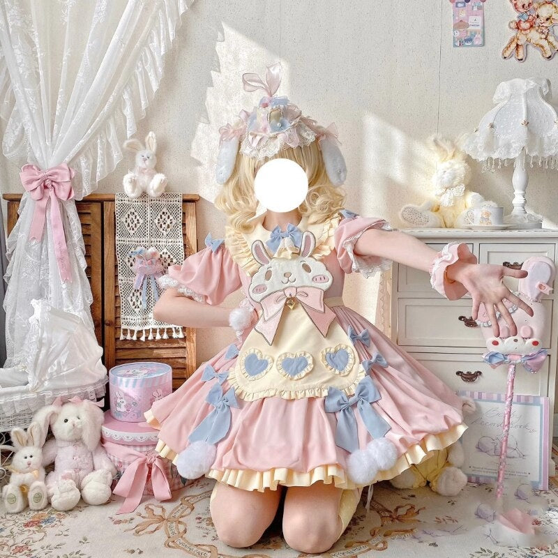 Pastel easter bunny lolita dress - apron dress - bunnies - bunny - rabbit -