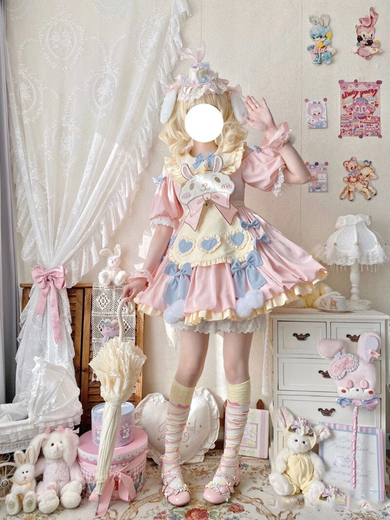 Pastel easter bunny lolita dress - apron dress - bunnies - bunny - rabbit -