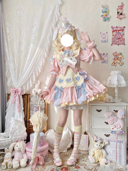 Pastel easter bunny lolita dress - apron dress - bunnies - bunny - rabbit -