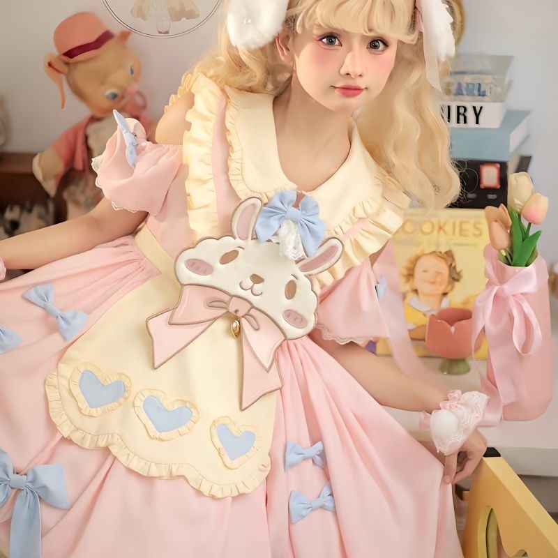 Pastel easter bunny lolita dress - apron dress - bunnies - bunny - rabbit -