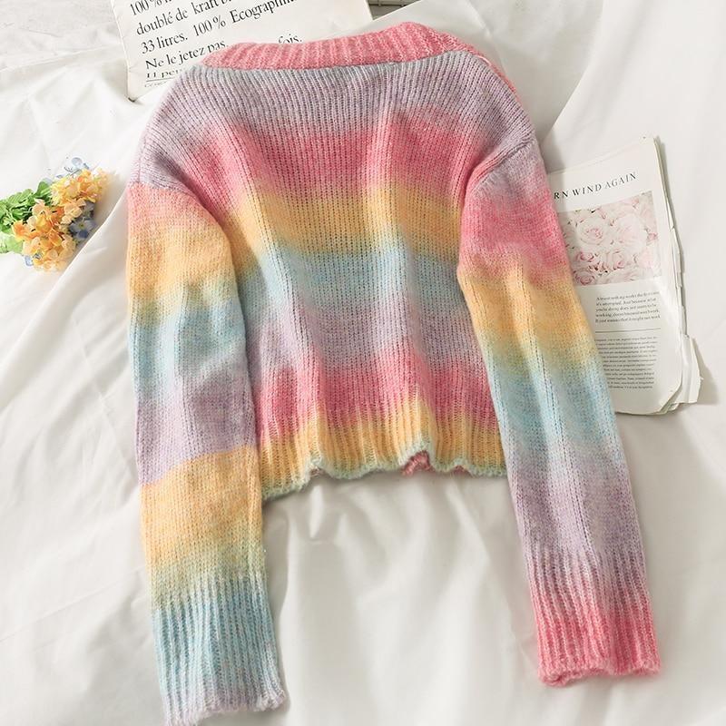 Pastel Rainbow Cardigan - 70s, cardigan, cardigan sweater, cardigans, fairy kei