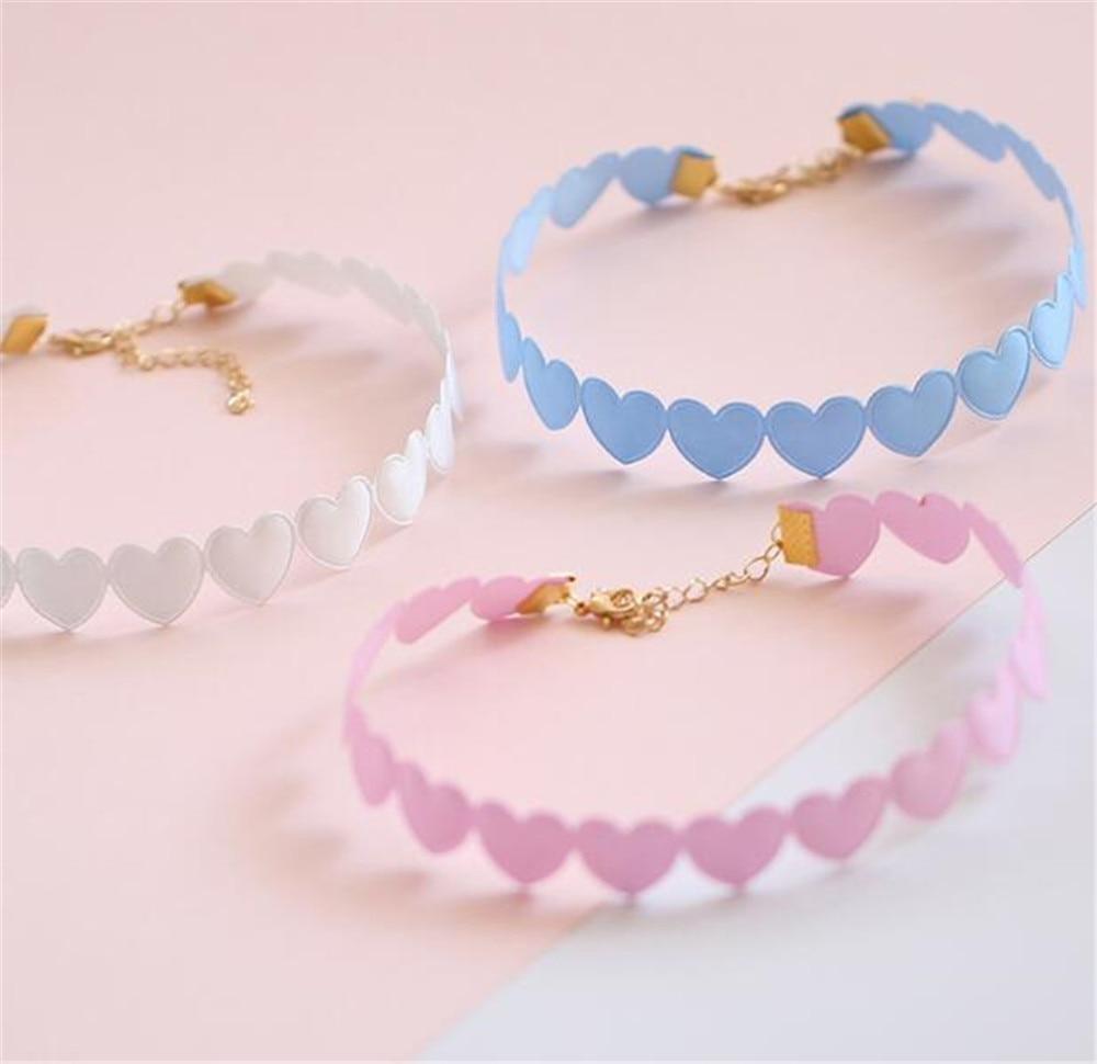Pastel Valentine Choker - Pink - choker, chokers, heart, hearts, necklace
