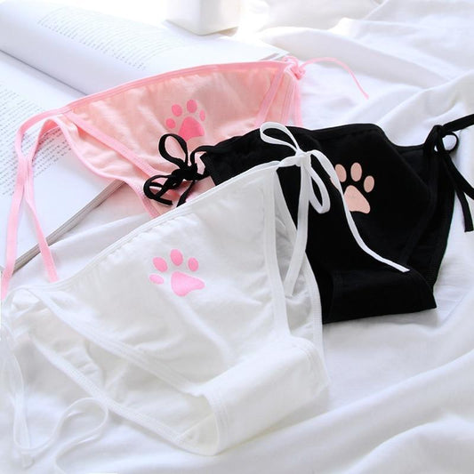 Paw Print Tie-Up Panties - lace up, panties, panty, paw, paw print