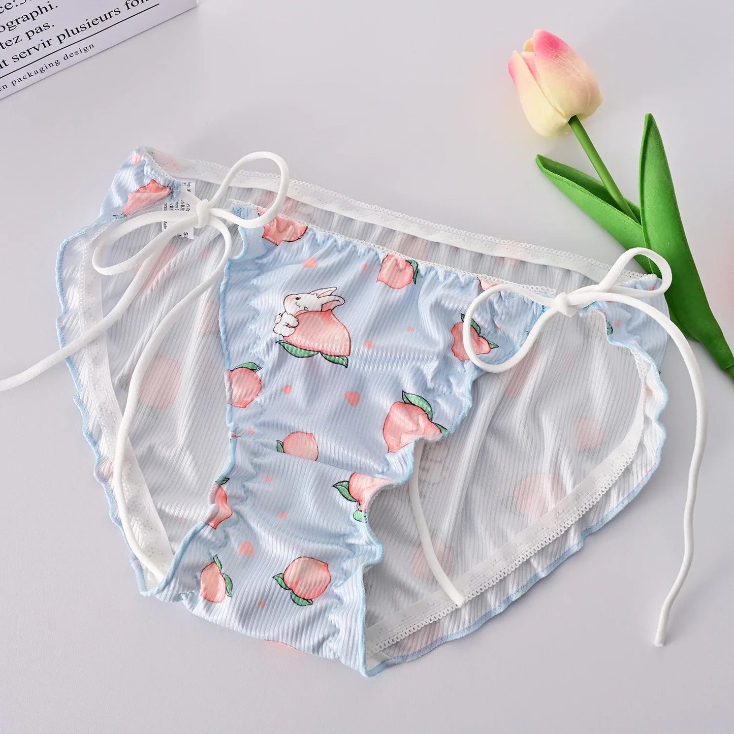 Peach Bunny Perfection Panties - bunny rabbit, lingerie, panties, peach, undies