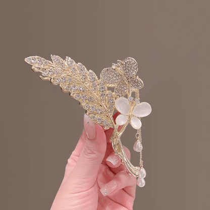 Pearl Floral Butterfly Chignon Claw Clip