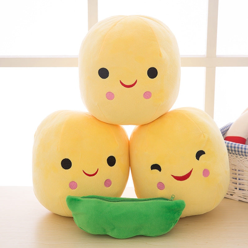 Peas In A Pod Plushies - corn, decorative pillow, pea, pea pod, peapod