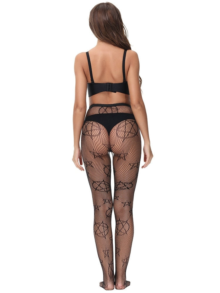 Pentagram Fishnets - goth, goth fashion, style, gothic, halloween