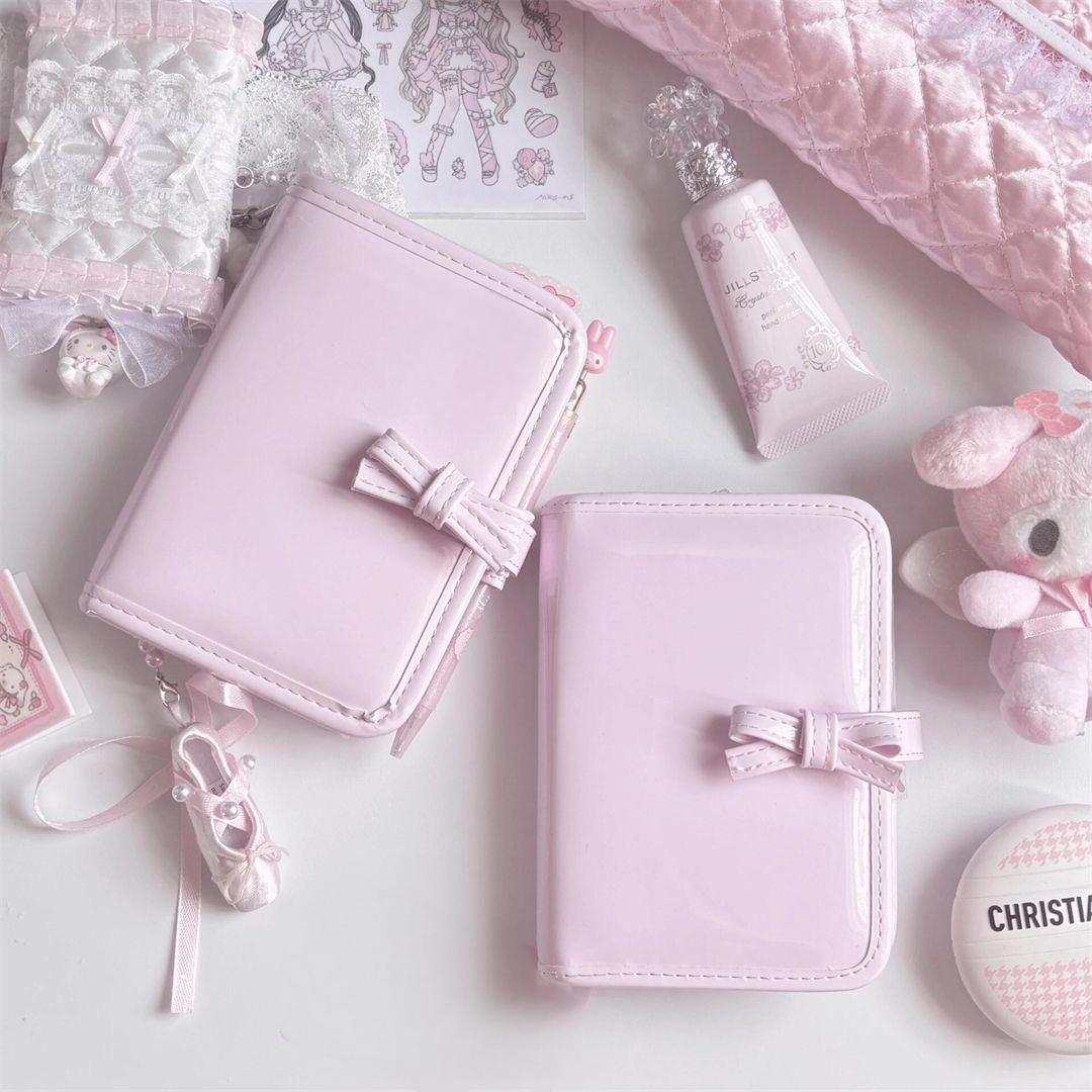 PU A7 Leather Bowknot Pink Cover Binder