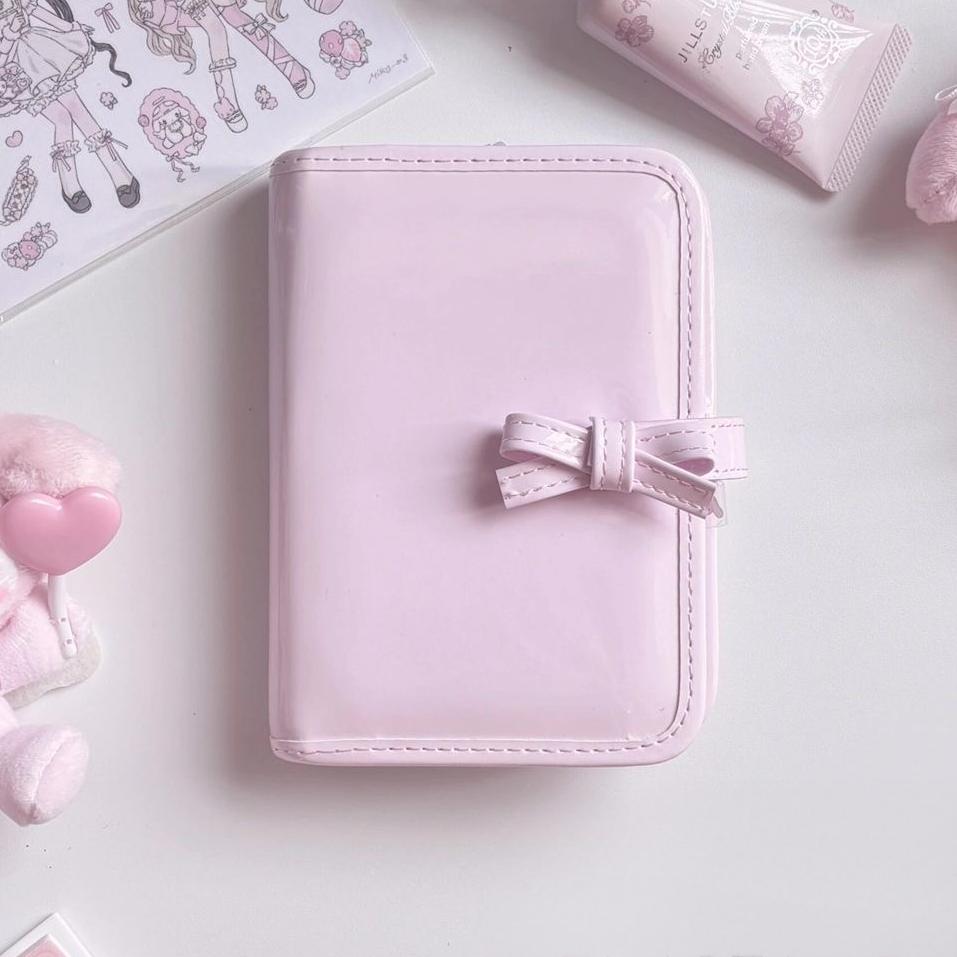 PU A7 Leather Bowknot Pink Cover Binder
