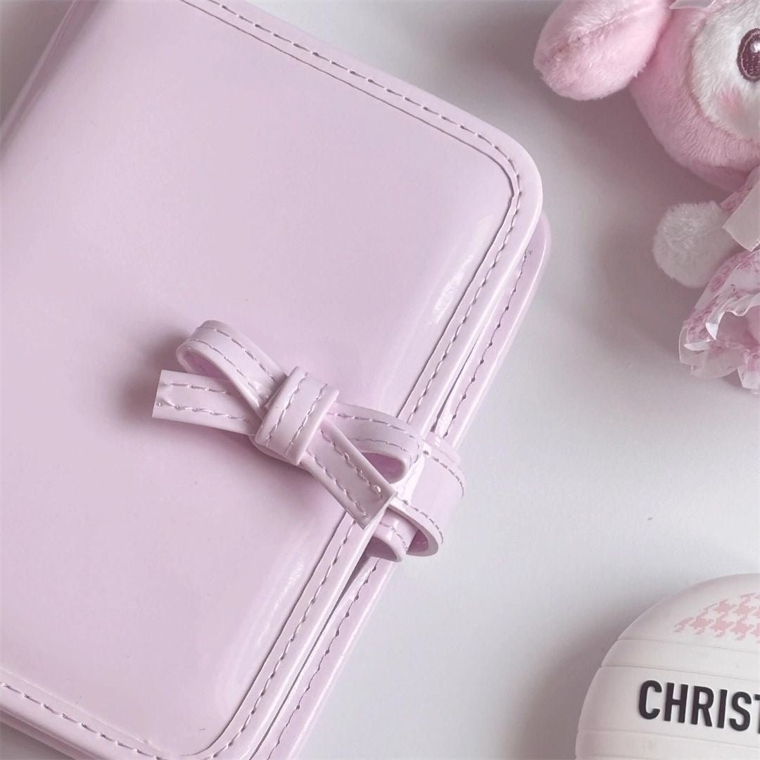 PU A7 Leather Bowknot Pink Cover Binder