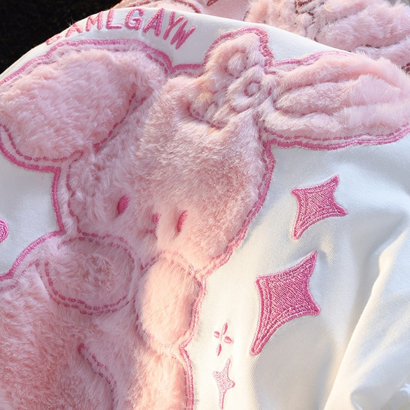 Pink bunny fluffy tee - bunnies - bunny - rabbits - shirt - top