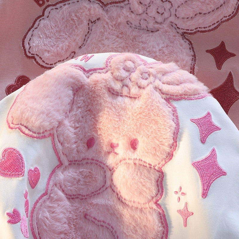 Pink bunny fluffy tee - bunnies - bunny - rabbits - shirt - top