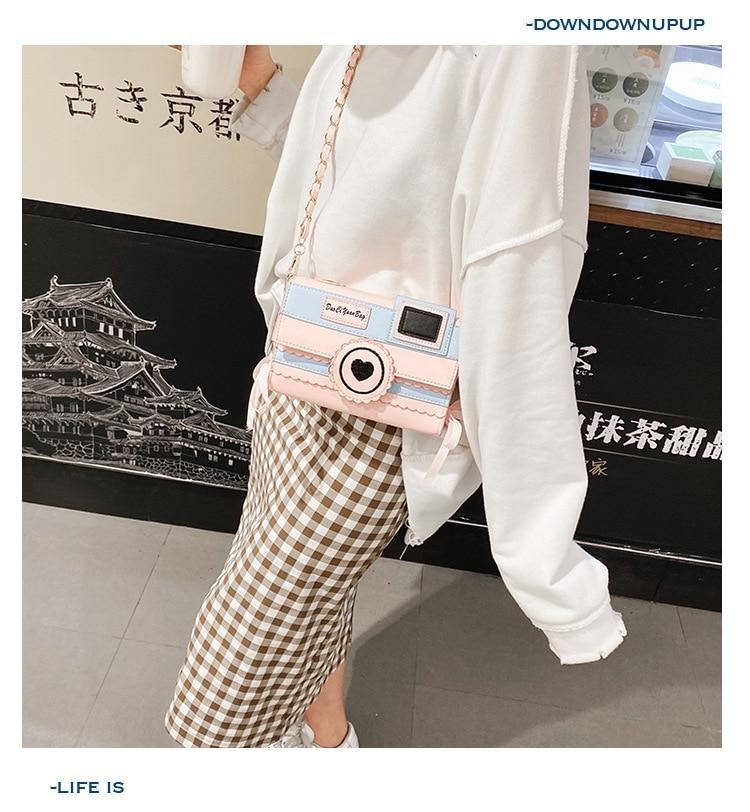 Pink Camera Shoulder Bag - bags, camera, cameras, cross body, crossbody