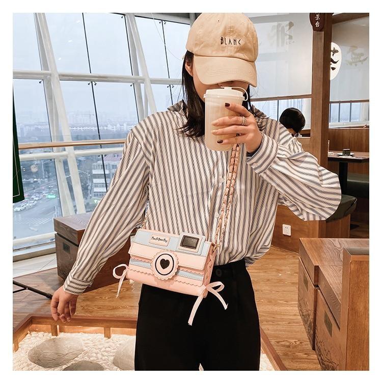 Pink Camera Shoulder Bag - bags, camera, cameras, cross body, crossbody