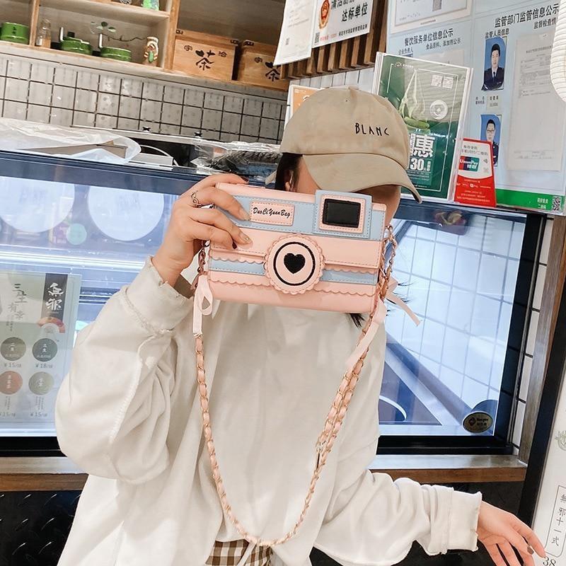 Pink Camera Shoulder Bag - bags, camera, cameras, cross body, crossbody