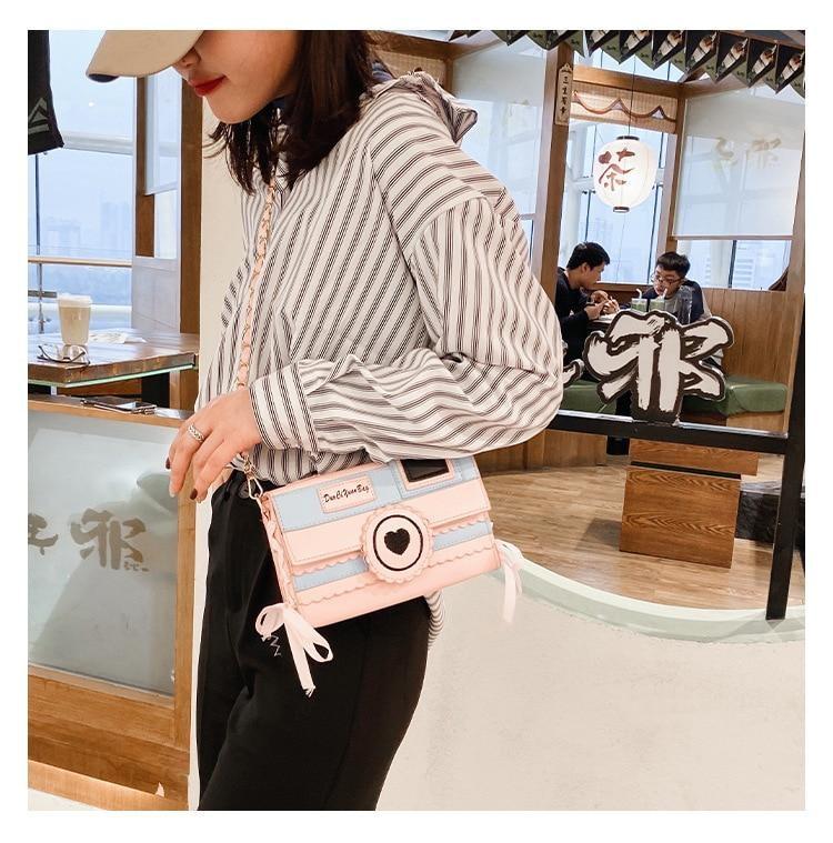 Pink Camera Shoulder Bag - bags, camera, cameras, cross body, crossbody