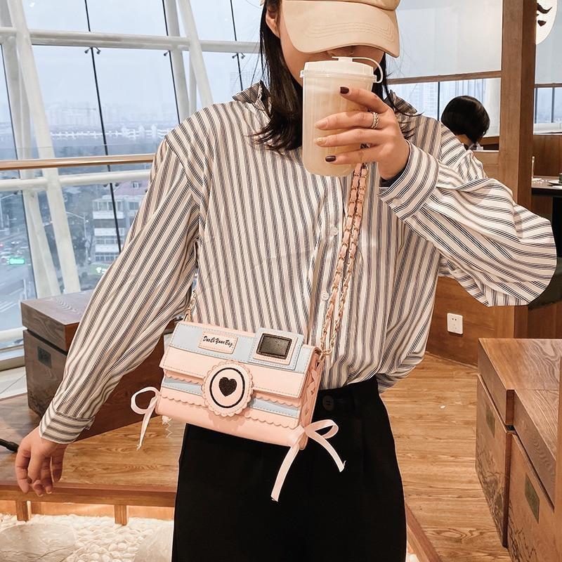Pink Camera Shoulder Bag - bags, camera, cameras, cross body, crossbody