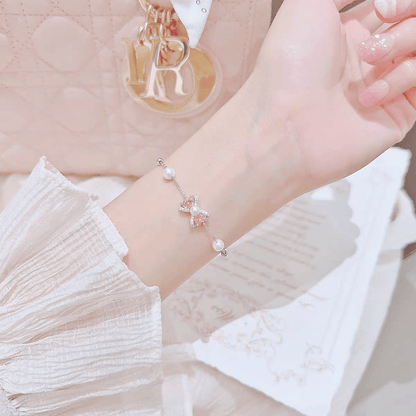 Rosa Kristall Perlenkette Armband mit Schleife