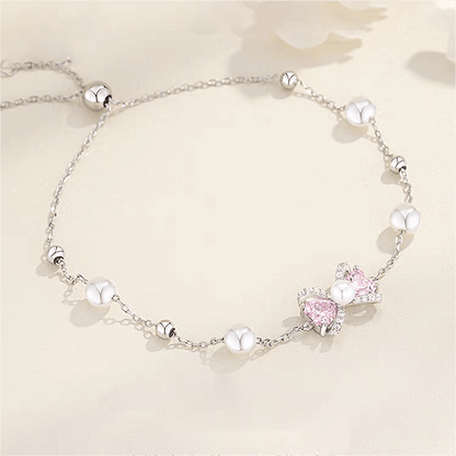 Rosa Kristall Perlenkette Armband mit Schleife