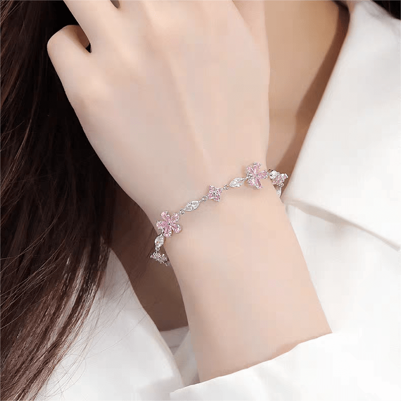 Armband mit Kirschblüten-Kristall in Rosa