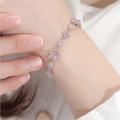 Armband mit Kirschblüten-Kristall in Rosa