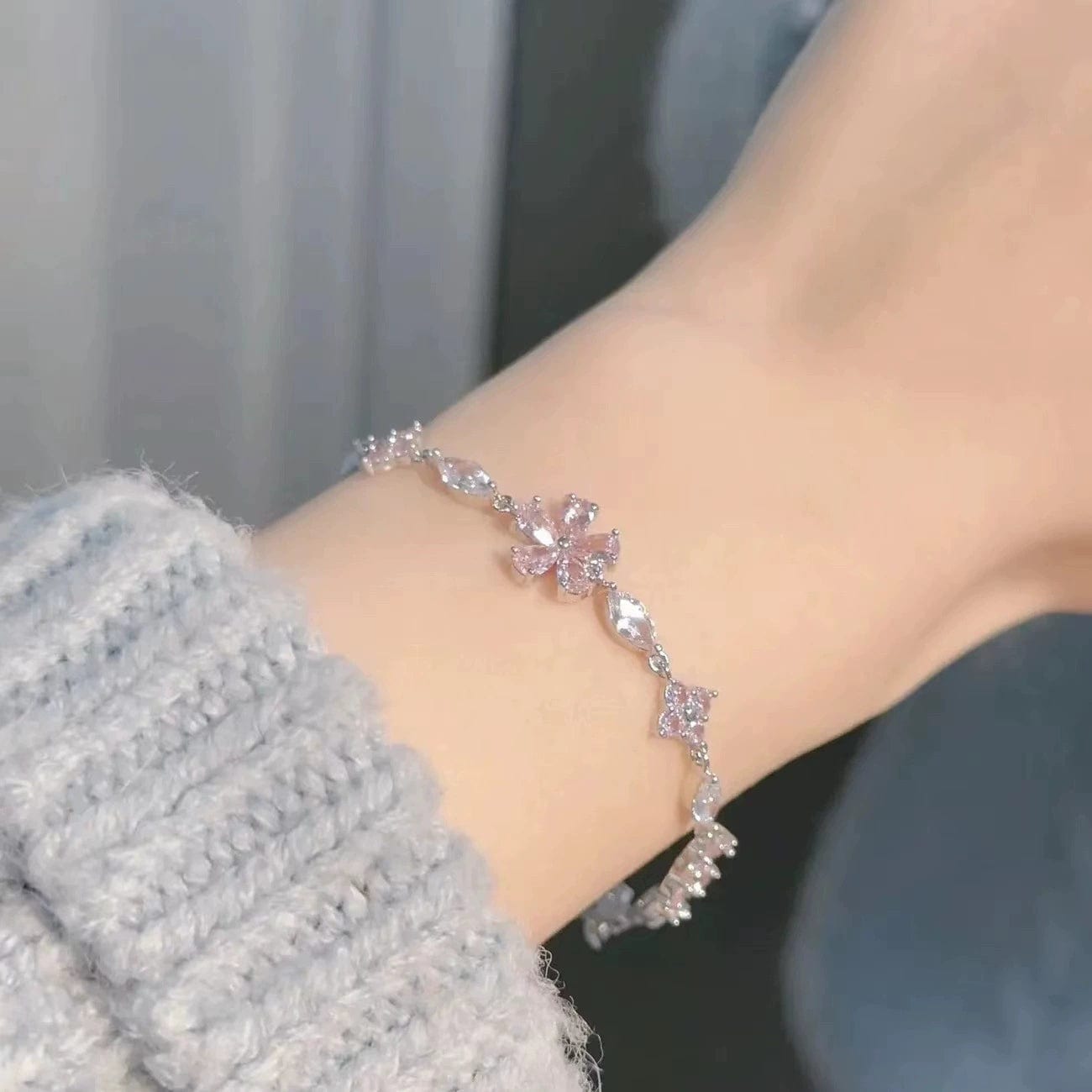 Armband mit Kirschblüten-Kristall in Rosa