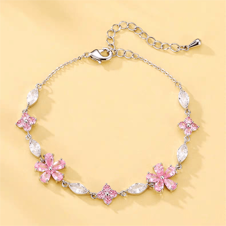 Armband mit Kirschblüten-Kristall in Rosa