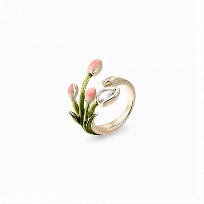 Bague Tulipe Beauté Cristal Rose