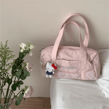 Sac fourre-tout en tissu rembourré de duvet rose SK548