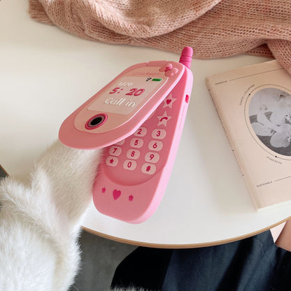 Étui à rabat miroir pour iPhone avec motif cœur et étoile rose