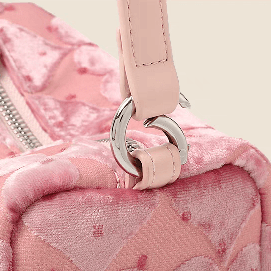 Sac fourre-tout en velours à cœur rose