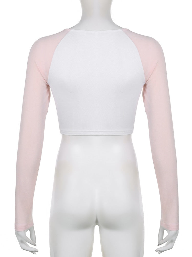 Pink Kitten Long Sleeve Crop Top - coquette, crop tops, dollette, fae, faecore Kawaii Babe