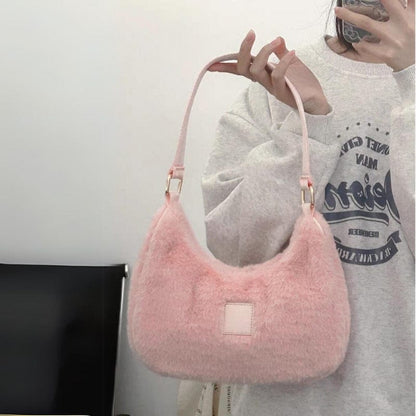 Sac fourre-tout en peluche rose