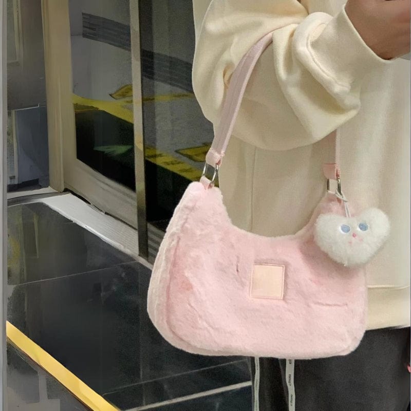 Sac fourre-tout en peluche rose