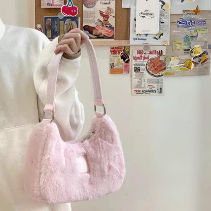 Sac fourre-tout en peluche rose