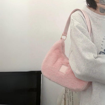 Sac fourre-tout en peluche rose