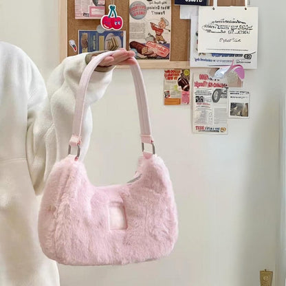 Sac fourre-tout en peluche rose