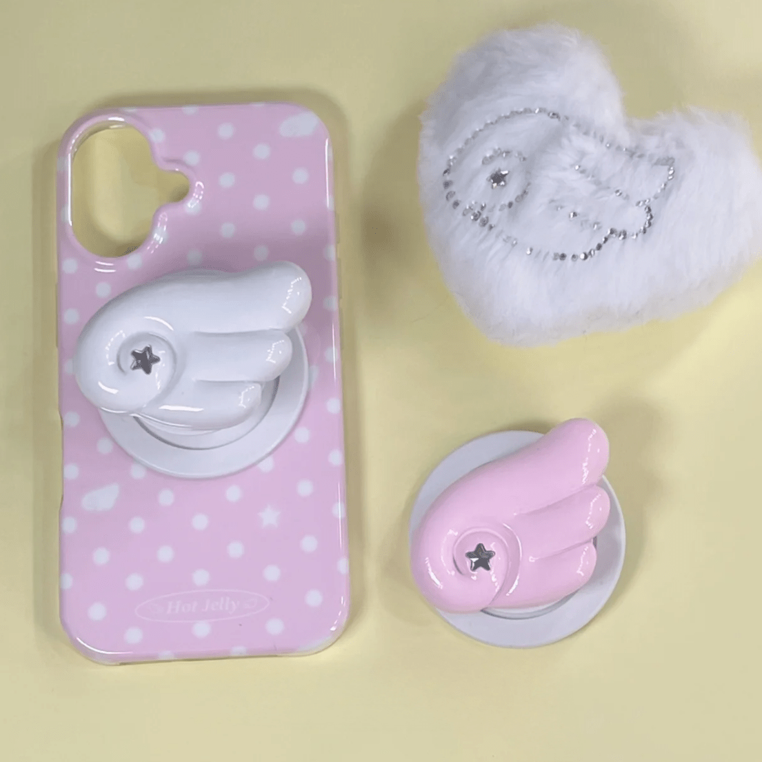 Dots iPhone Magnetic Stand Angel Pink Wing Case Polka