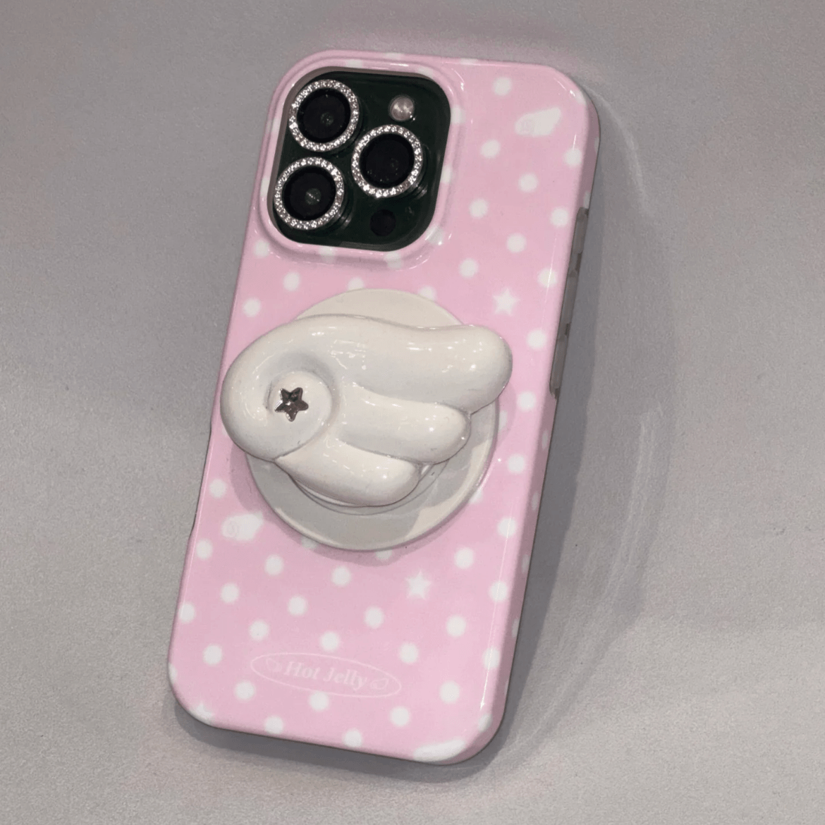 Dots iPhone Magnetic Stand Angel Pink Wing Case Polka
