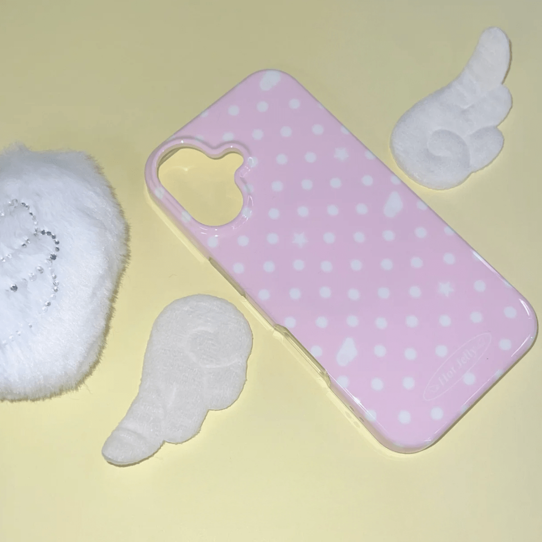 Dots iPhone Magnetic Stand Angel Pink Wing Case Polka