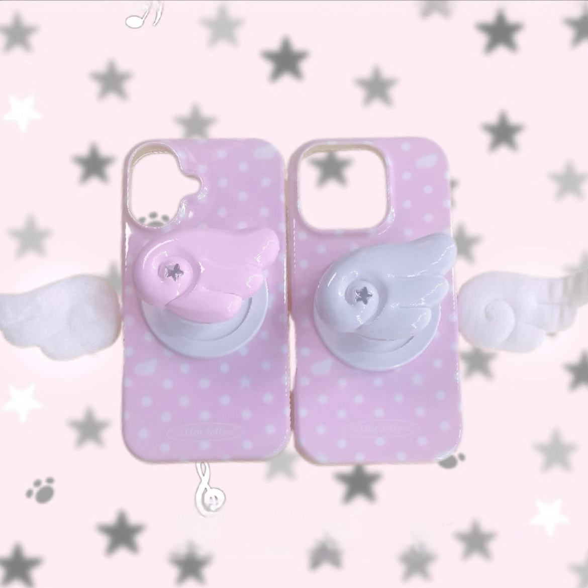 Dots iPhone Magnetic Stand Angel Pink Wing Case Polka