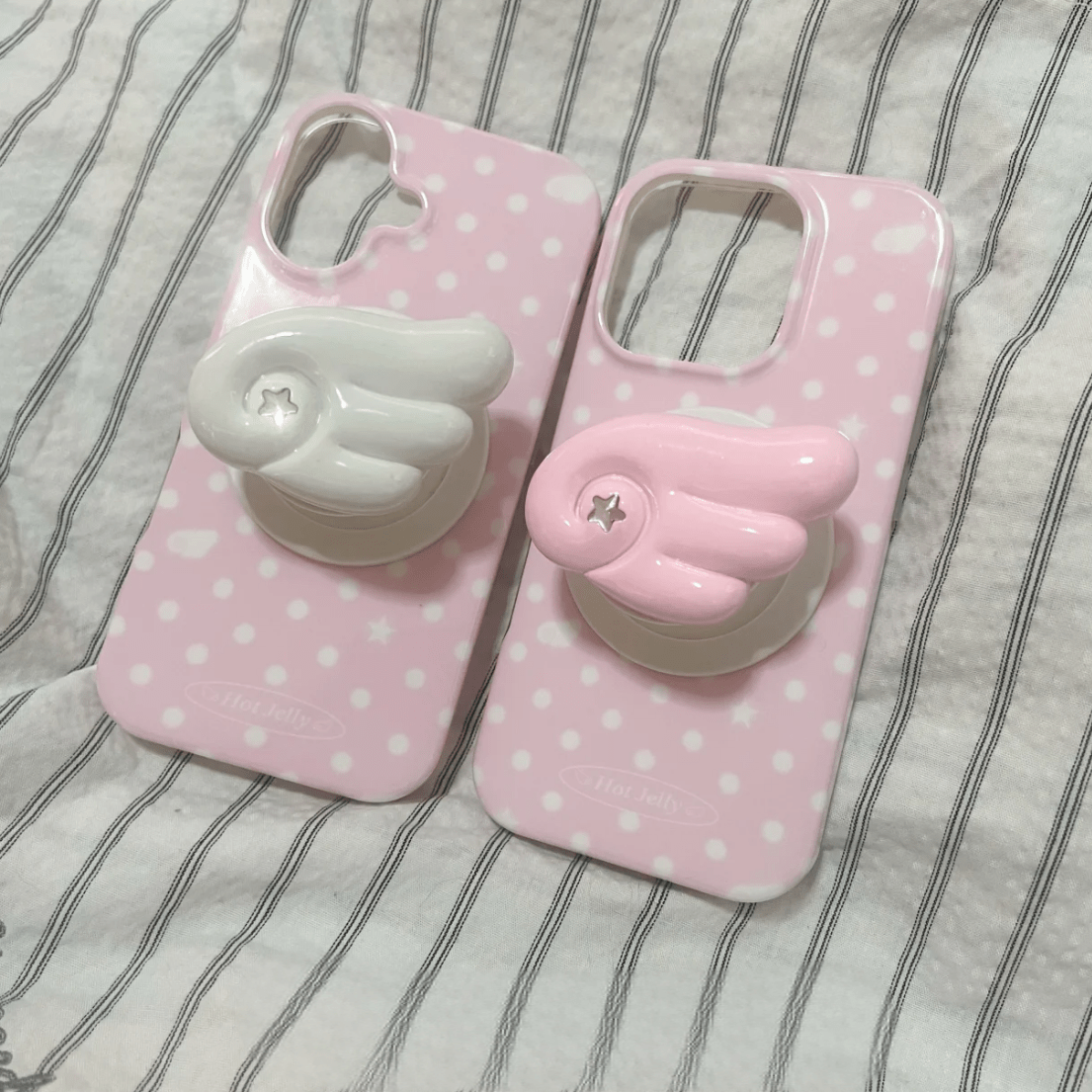 Dots iPhone Magnetic Stand Angel Pink Wing Case Polka