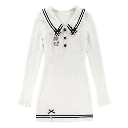 Pink Sailor Bear Sweater Dress - angelcore, angelic, coquette, dollette, dresses Kawaii Babe