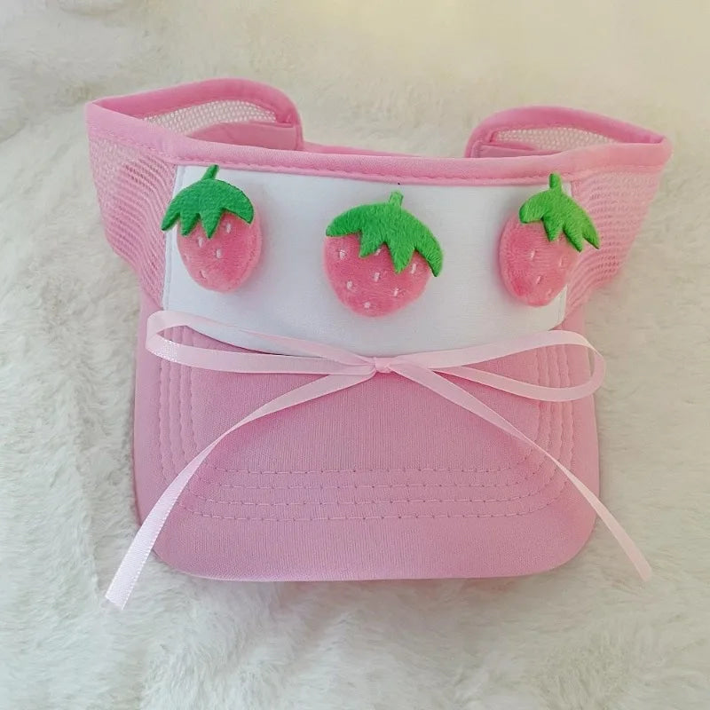 Kawaii pink strawberry be bop visor sun hat