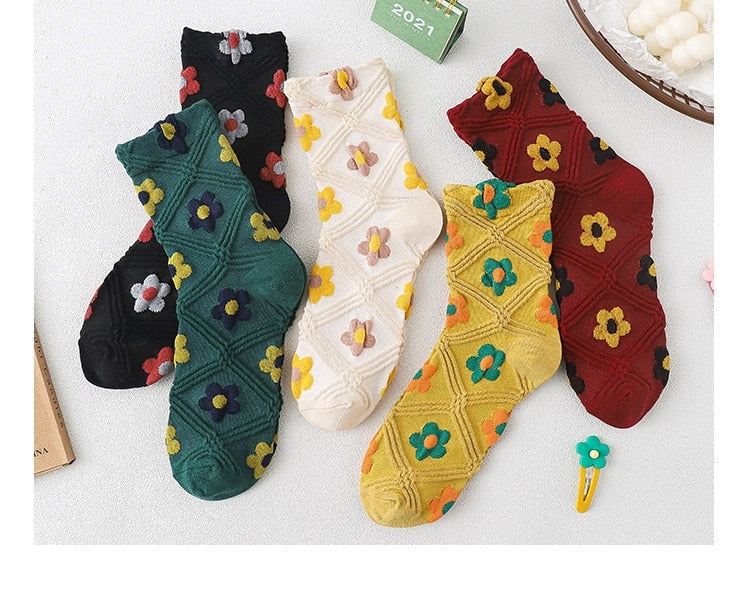 Pink Vintage Floral Sock Set - angelcore, angelic, angels, faecore, fairycore Kawaii Babe