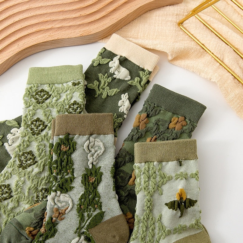 Pink Vintage Floral Sock Set - angelcore, angelic, angels, faecore, fairycore Kawaii Babe