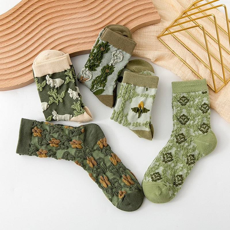 Pink Vintage Floral Sock Set - angelcore, angelic, angels, faecore, fairycore Kawaii Babe