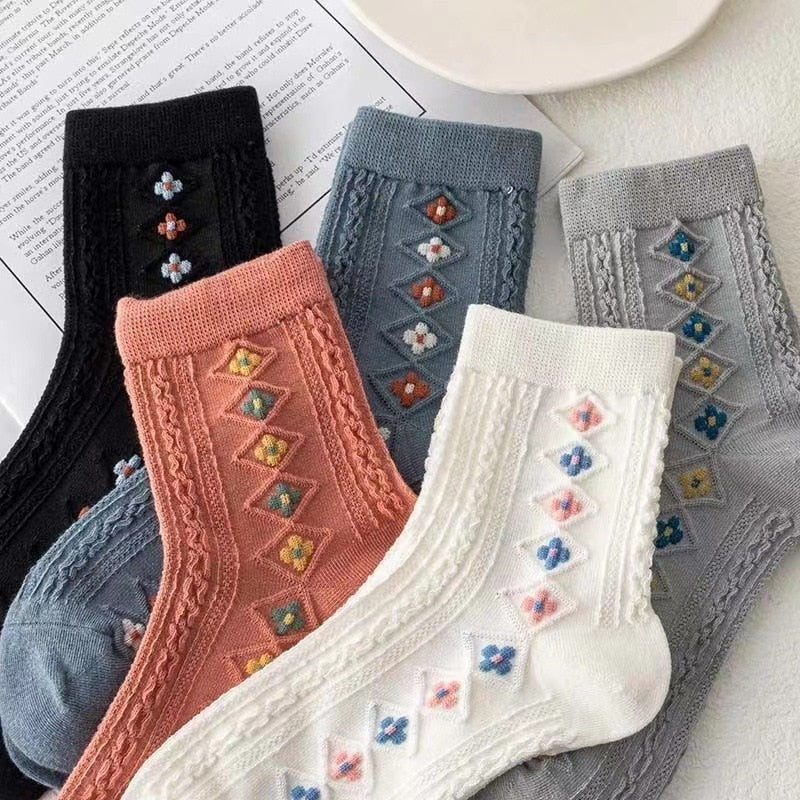 Pink Vintage Floral Sock Set - angelcore, angelic, angels, faecore, fairycore Kawaii Babe