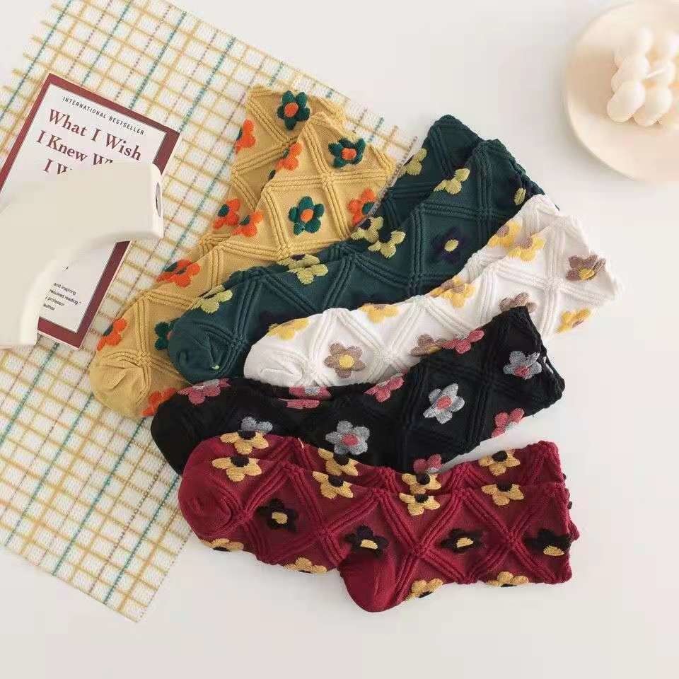 Pink Vintage Floral Sock Set - angelcore, angelic, angels, faecore, fairycore Kawaii Babe