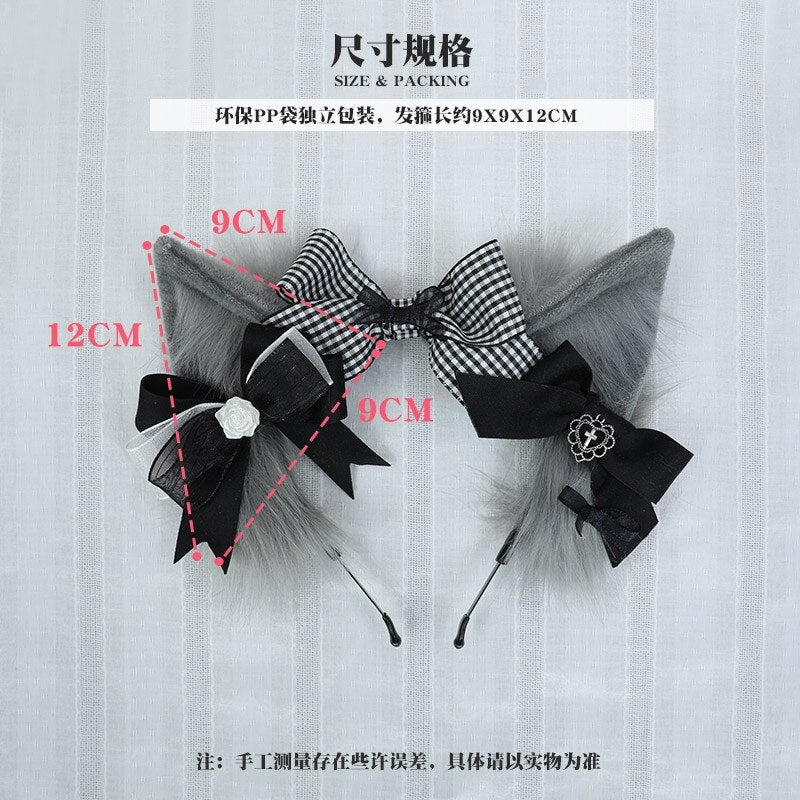 Plaid Fox Ears - cat ears, fox ear, furry, kitten